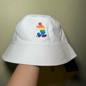 Disney Pride White Bucket Hat with Rainbow Embroidery unisex